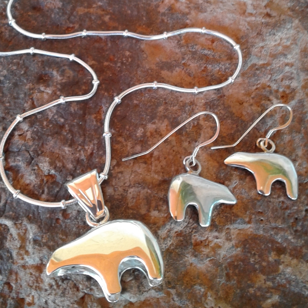 Sterling Silver Fetish Bear NECKLACE SET